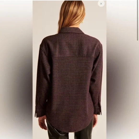 Abercrombie & Fitch Flannel Shirt Oversized Soft A&F Gray Black Red Small - Picture 3 of 12